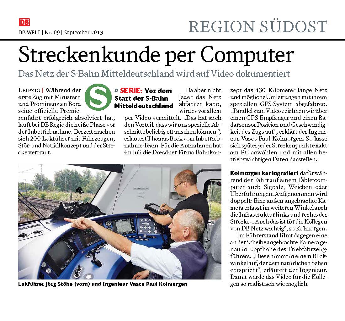 Information Streckenkunde MDSB1 (DB Welt September 2013)